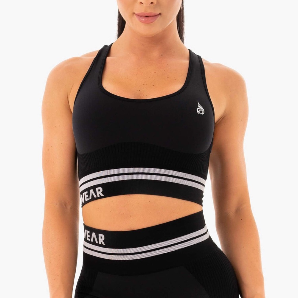 RYDERWEAR freestyle seamless longline sports bra black size M